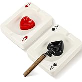 Amylove 2 Pcs Cool Ashtray Creative Poker Ceramic Cigarette, Red,Black | Ceramic Poker Cigarette Accessories for Stoners Home Office Stoner Room Decor Men Women Christmas Gift Holiday Supplies