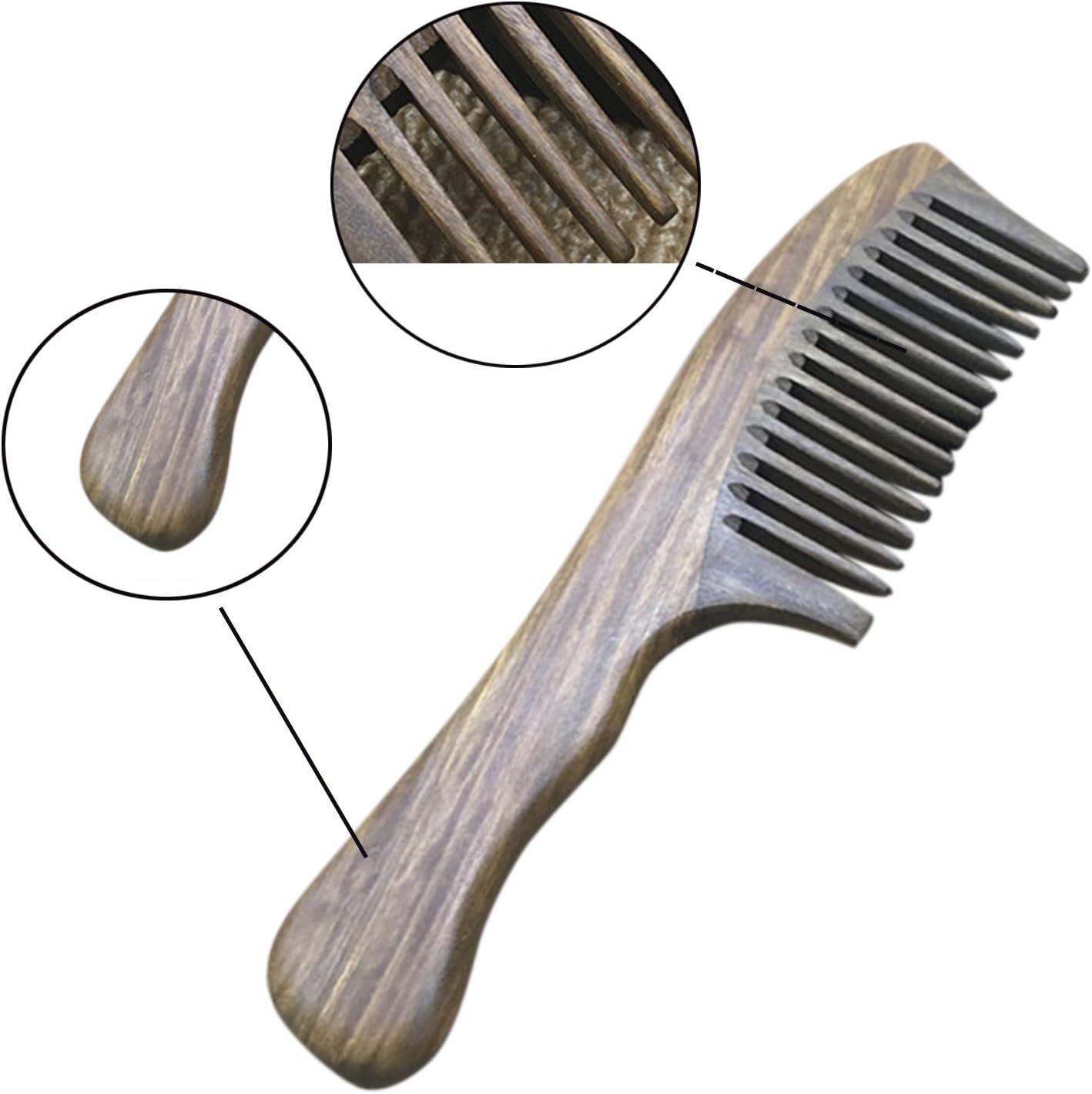 Wooden Comb, bluesees Handmade Natural Sandalwood Comb Wide Tooth Comb Head Massager Hair Combs Hair Care- No Snags - Image 3