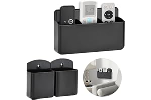 3 Pack Remote Control Holder Wall Mount, 3 Slot Adhesive Wall Remote Holder and 2Pcs Small Remote Holder, Tv Pen Holder Wall 