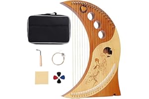 DAVROCK Lyre Harp Instrument 19 String Classical Chang'e Flying To The Moon Pattern Harp For Beginner Professional With Gig Bag/Tuning Wrench/String/Cleaning Cloth/Pick(Color : Brown, Size : 19 String)