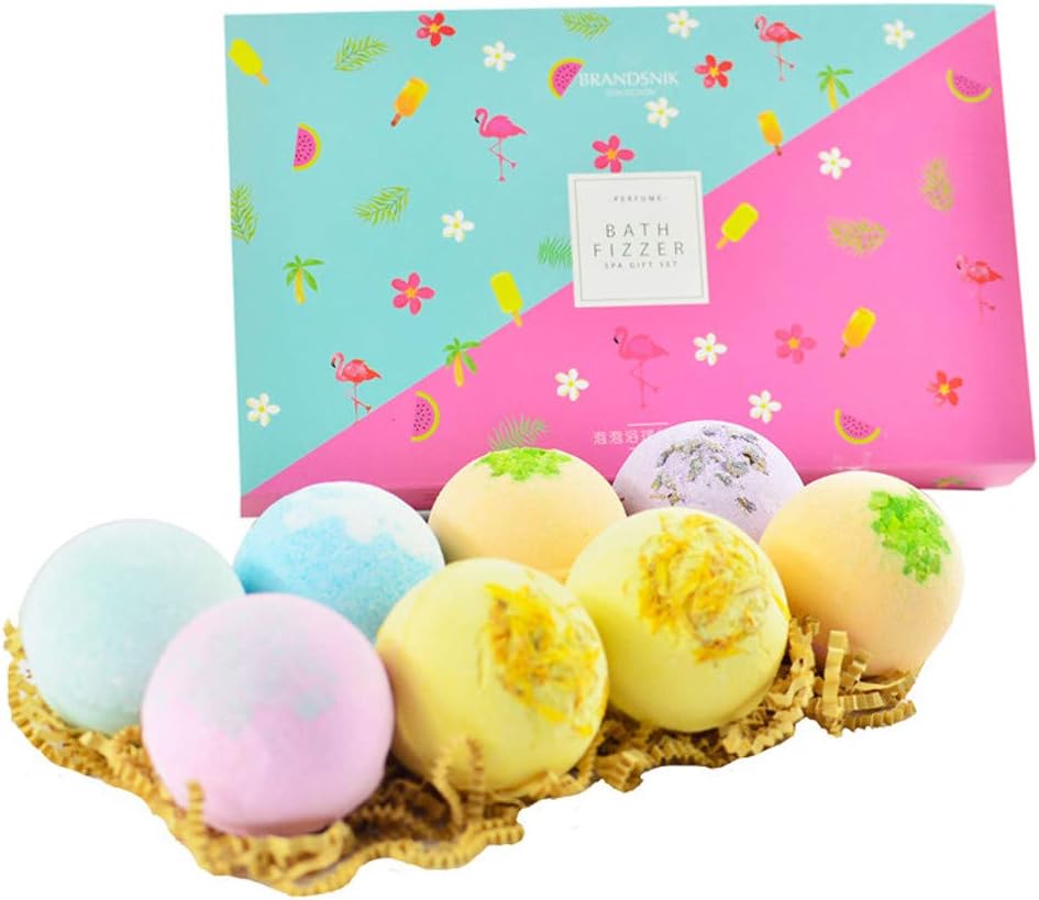Misaky Bath Bomb Gift Set, Dead Sea Salt & Petal Handmade Bomb Natural Bubble Fizzies (8PCS)