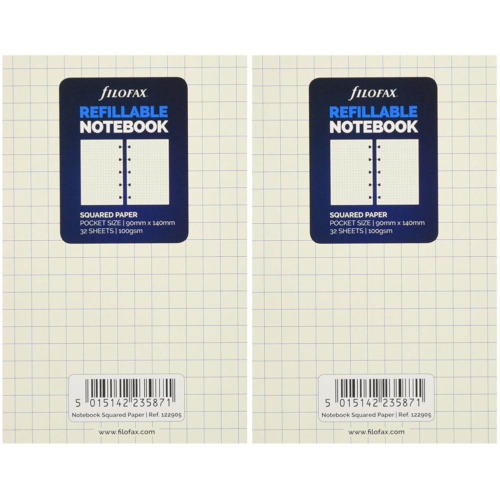 Filofax Pocket Squared Notes for Refillable Notebook - White (Pack of 2)