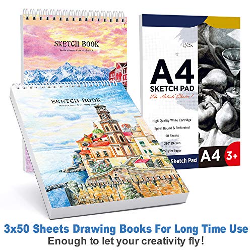 Professional Art Set 85 Piece with 3 x 50 Page Drawing Pad, Deluxe Art Set in Portable Wooden Case-Painting & Drawing Set Professional Art Kit for Kids, Teens and Adults/Perfect Gift