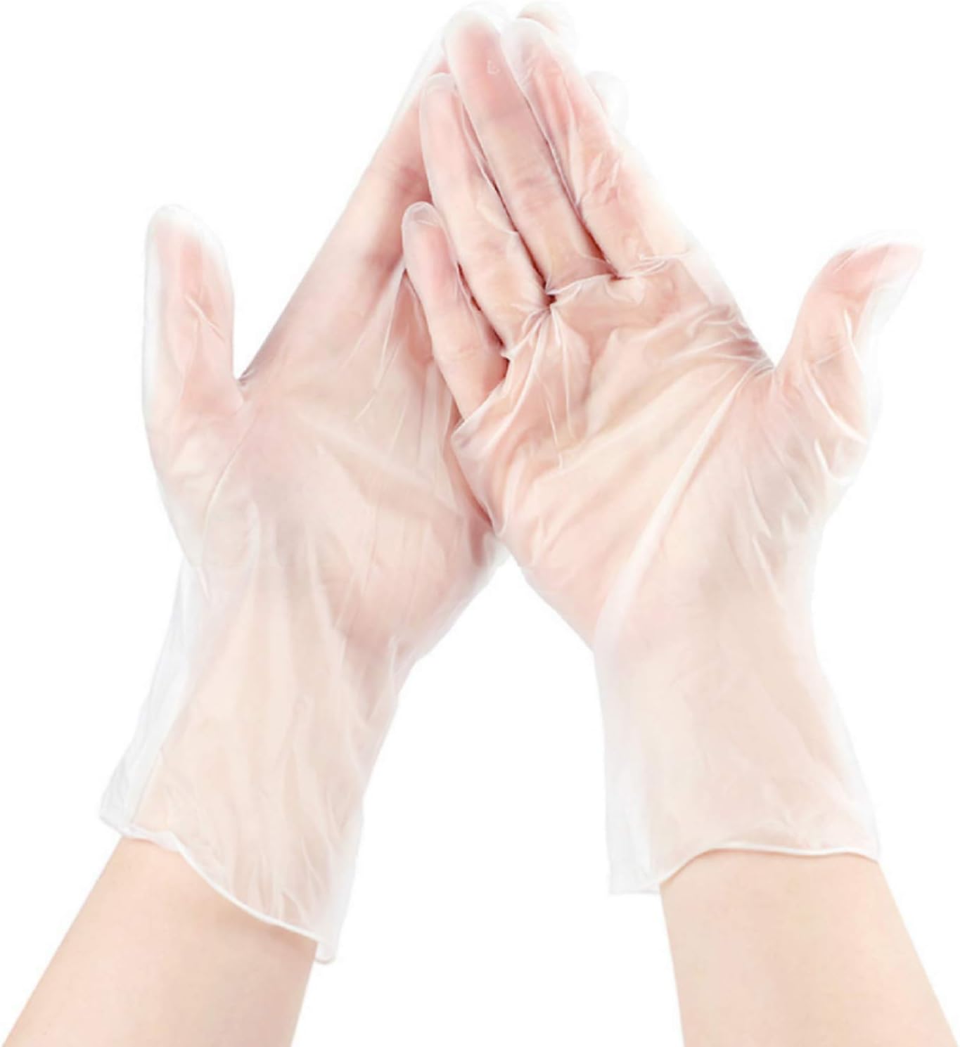 Vansata Vinyl Gloves Disposable Clear - Phone Touchable, Powder Free, Latex Free, High Density Vinyl Safety Protective Gloves Allergy L,100 Pcs