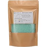 EARBLIS Japanese Exfoliating Body Towel (100cm / 40" Long) – Nylon Back Scrubber for Shower, Creates Rich Lather & Quick Drying Washcloth, Made in Japan (Regular, Ice Green)