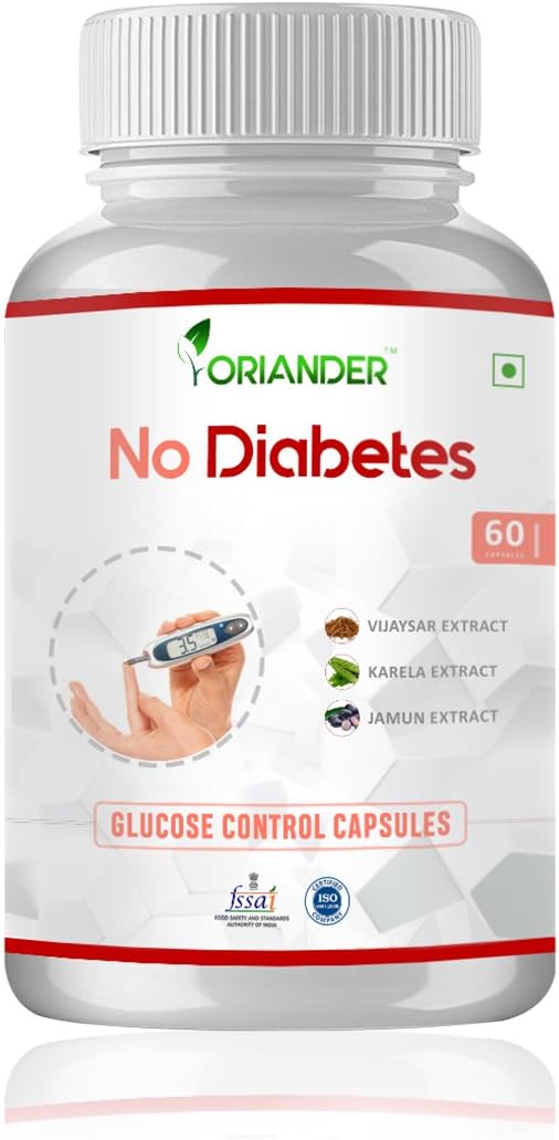 oriander 100% natural, pure & organic diabetes capsules(with karela exrtact, jamun extract and ashwagandha extract) 800 Mg 60 capsules (pack of 1)