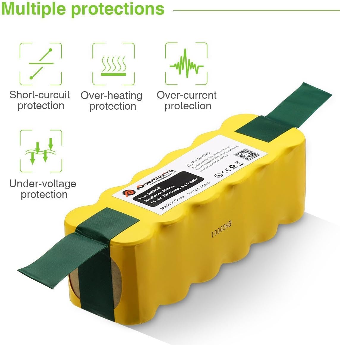 Powerextra 3.8Ah 14.4V Replacement Battery Compatible with Roomba R3 500 600 700 800 900 Series 500 510 531 535 540 550 552 560 570 580 595 620 650 660 700 760 770 780 790 800 870 900: Home & Kitchen