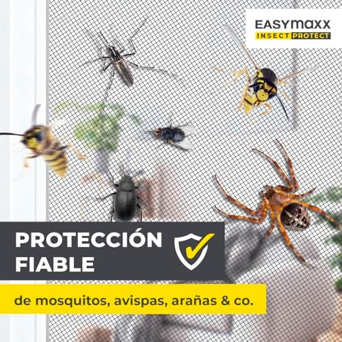 Mosquitera para ventanas con Magic Click | Cortada individualmente a medida para todas las ventanas de hasta 150x130 cm | Fácil instalación con 12 imanes - sin taladrar ni atornillar [Negro]