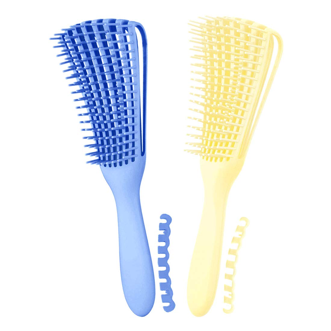 Detangling Brush for Afro America/African Hair Textured 3a to 4c Kinky Wavy/Curly/Coily/Wet/Dry/Oil/Thick/Long Hair, Knots Detangler Scalp Massage Comb Hair Detangler for Women (2 pcs, Blue-Beige)