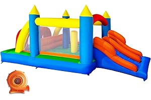 HuaKastro 16.3x7.2FT Kids Bouncy Castle Inflatable Obstacle Course with Dual Racing Slides, Crawl Tunnels, Climbing, Obstacle