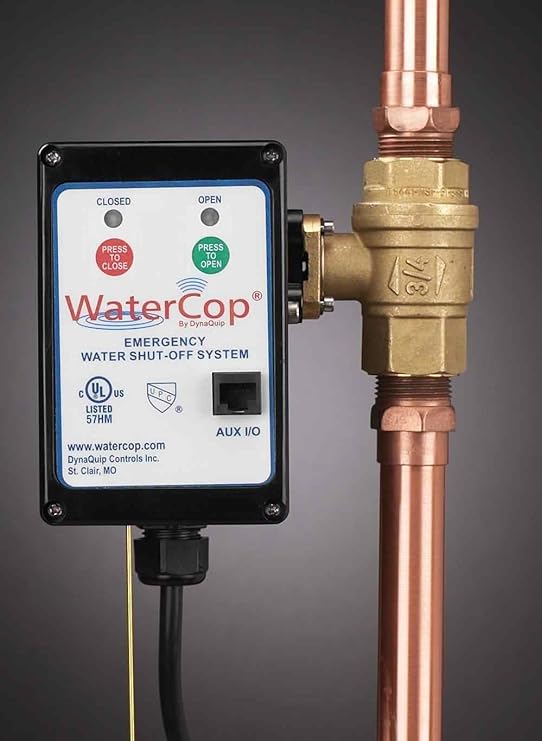 WaterCop Motorized Actuator with Brass Water Valve, 1.25 Inch. Water Alarms