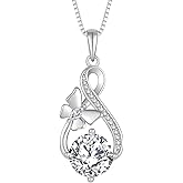 Blaniy Butterfly Necklaces for Women 925 Sterling Silver Infinity Pendant Necklace Birthstone Jewelry Gifts for Her