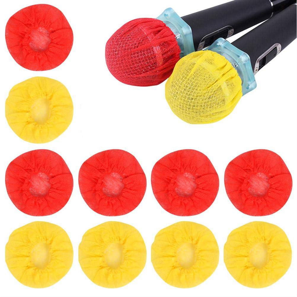 200Pcs Microphone Covers, Windscreen Mic Cover Non-Woven Microphone Cover for Protective Cap KTV Recording Room Meeting Interview Studio (Red,Yellow)