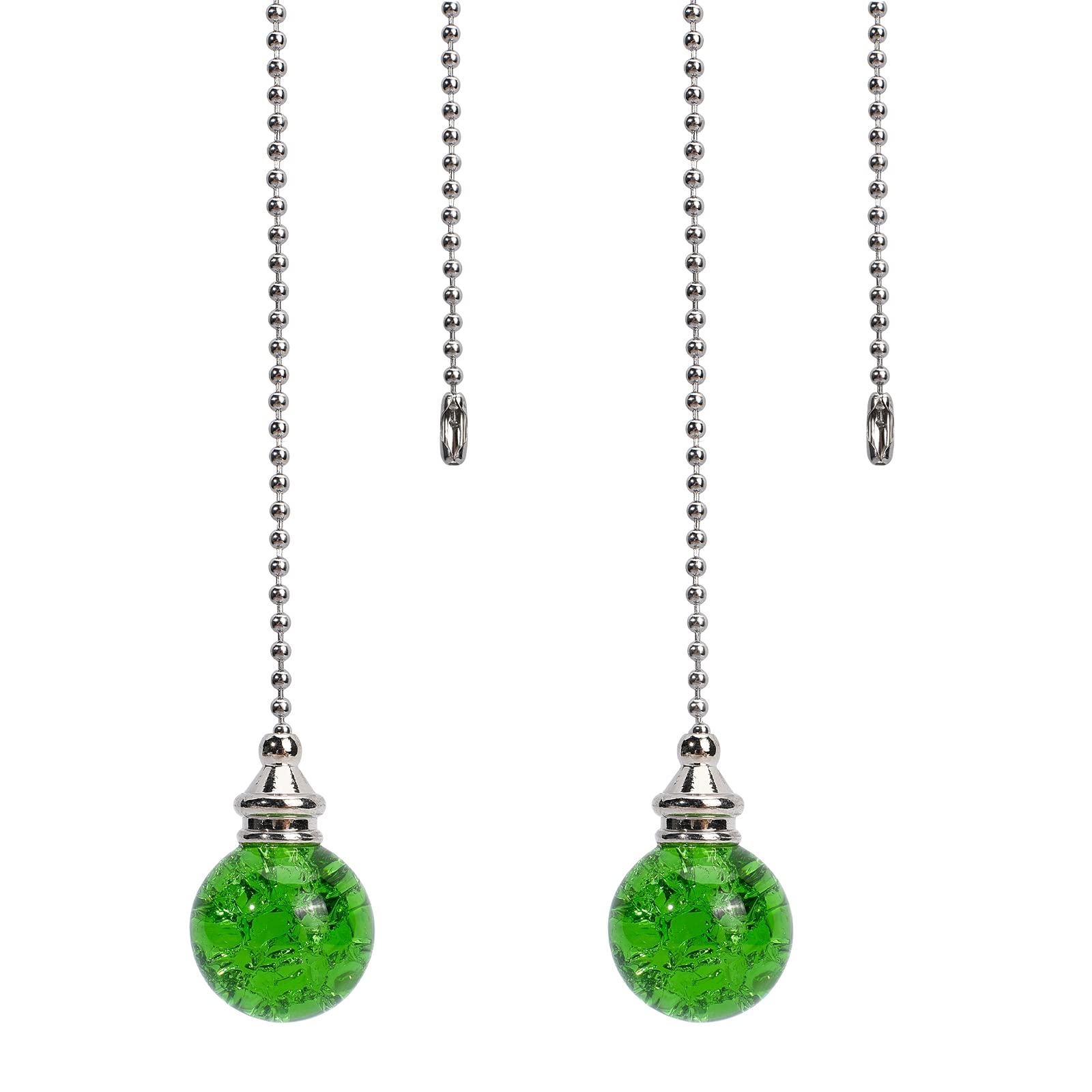 GORGECRAFT Ceiling Fan Pull Chain, 21.5" Crystal Ice Crack Ball Blind Cord Chandelier Handle Pull Chain Extension with Connector for Ceiling Light Lamp Fan, Lime Green