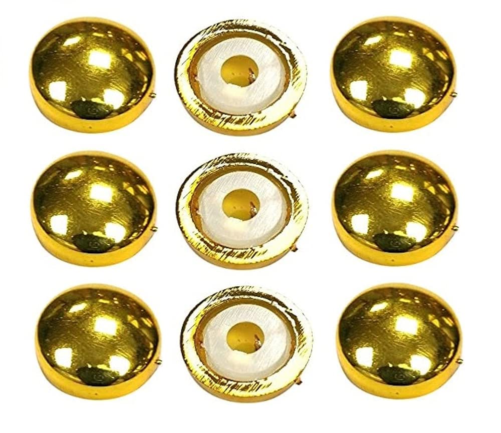 Merriway BH03923 (10 Pcs) Plastidome Snap-On 2 Piece Caps Screw No. 6/8 Covers, 15 mm (9/16 Inch) Diameter, Plastic Brass Finish - Pack of 10 Pieces