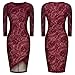 Miusol Women's Elegant Floral Lace 2/3 Sleeve Slim Evening Dress