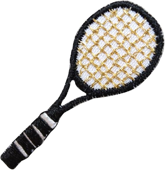 ID 1557 Tennis Racket Patch Black Racquet Sports