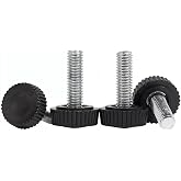 M4x12mm Male Thread Thumb Screw Knobs,Grip Thumb Screw,Threaded Knurled Knobs Grip,Round Head Clamping Knobs (20 Pcs Black