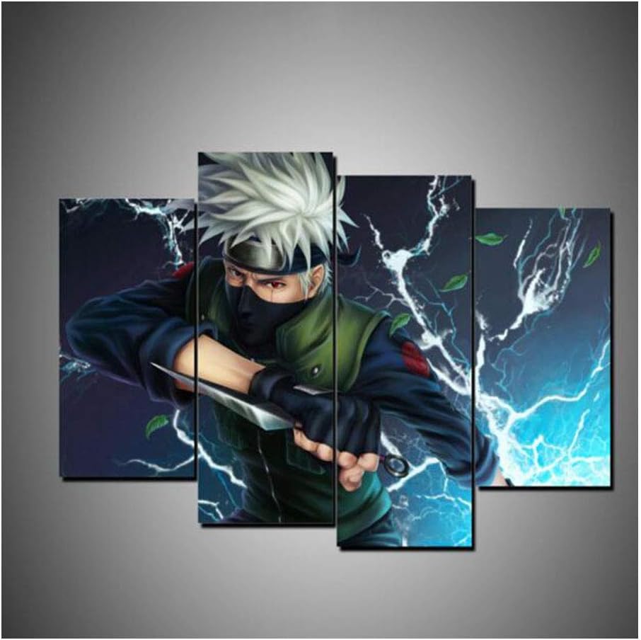 Amazon Com No Frame 4pieces Naruto Wall Art Prints Modular Poster For Living Room Home Decor Canvas Painting Sasuke Anime Pictures Color A Posters Prints