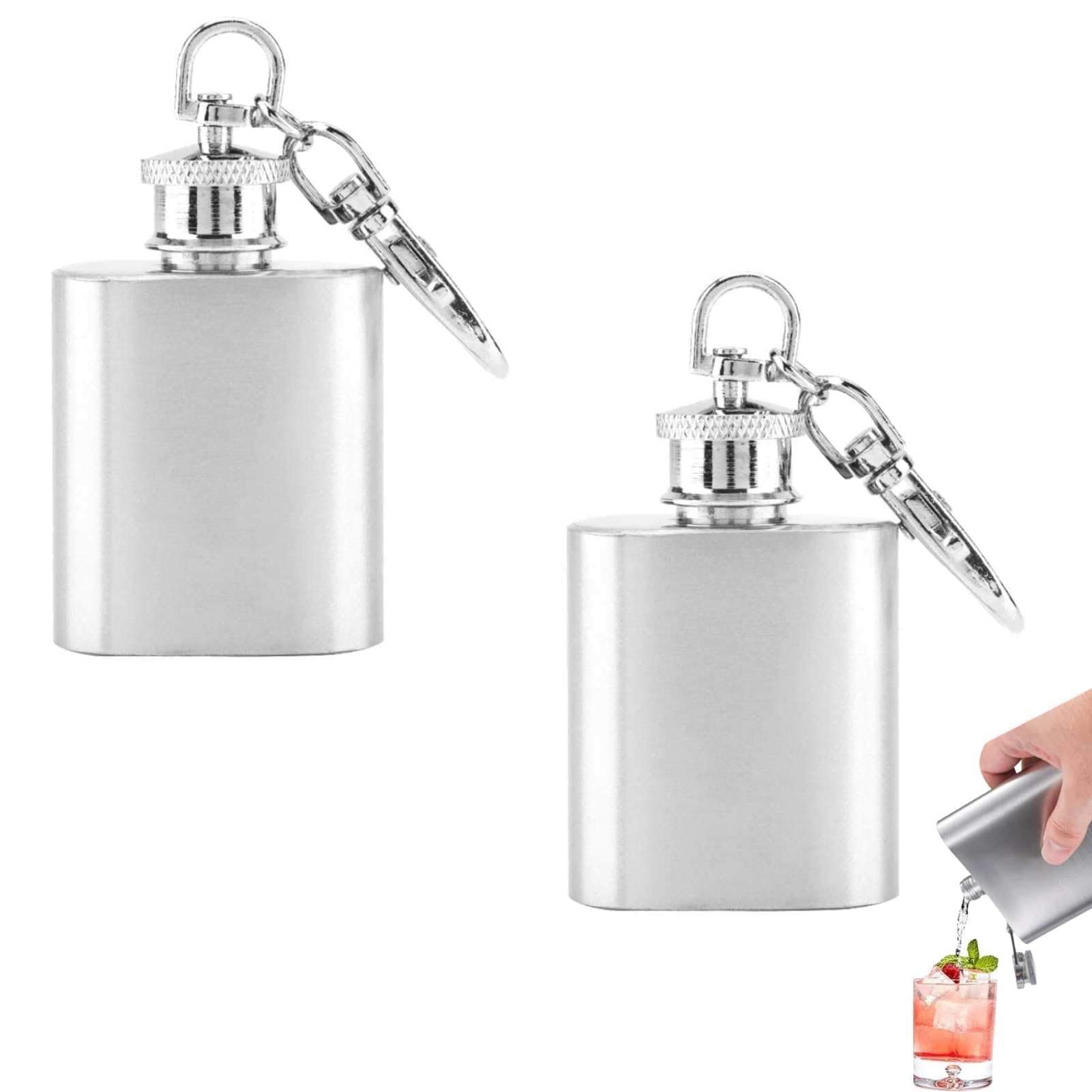 1oz Hip Flasks for Women Men, 2PCS Hip Flasks for Liquor, Keychain Whiskey Flask Mini Pocket Wine Bottle Stainless Steel Portable Alcohol Bottle Pocket Wine Bottle