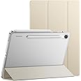 JETech Case for Samsung Galaxy Tab S10 FE / S9 FE 10.9-Inch, Slim Translucent Back Tri-Fold Stand Protective Tablet Cover, Support S Pen Charging, Auto Wake/Sleep (Beige)