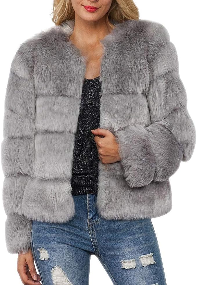 Cappotto Invernale Donna PANOZON In Pelliccia Sintetica - Foderato Pile, Ampio, Con Tasche, Per Autunno/Inverno