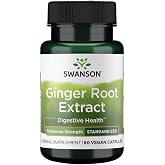 Swanson Maximum Strength Ginger Root Extract 200 mg, 60 Veg Capsules | Supports Stomach Health and Comfort, Helps Calm a Queasy Stomach and Supports Digestive Health, Vegetarian