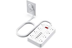 SMNICE Power Strip with USB,Surge Protector Flat Plug with 8 Widely Spaced Outlets and 6 USB Ports(1 USB C), 5ft Extension Cord Wall Mountable Phone Tablet Laptop Computer Multiple Devices