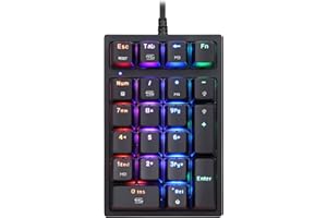 Motospeed Macro Mechanical Numeric Keypad USB Wired 21 Keys Mini Numpad Portable Keypad RGB Backlight Gaming Keypad Extended 