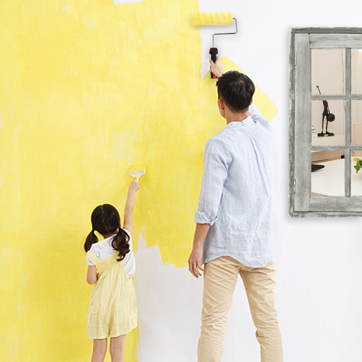 Jeteven 8pcs Farbroller Kit Renovierungsset,5 lackierwalze set mit 1 Farbwanne mit 1Flachpinsel mit 1 Bügel