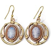 Anju E2212 Mixed Metal Earrings with Moonstone