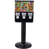 VEVOR Commercial Vending Machine, Triple Compartment Candy Dispenser with Iron Stand, Gumball and Candy Machine for Business, Coin Operated Gumball Bank for Toy Capsules Bouncy Balls Candy Nut, Black