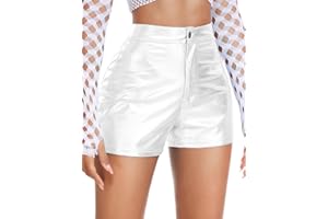 ChiaoLezhee Sexy Booty Shorts, Faux Leather Rave Pants, High Waisted Plus Size