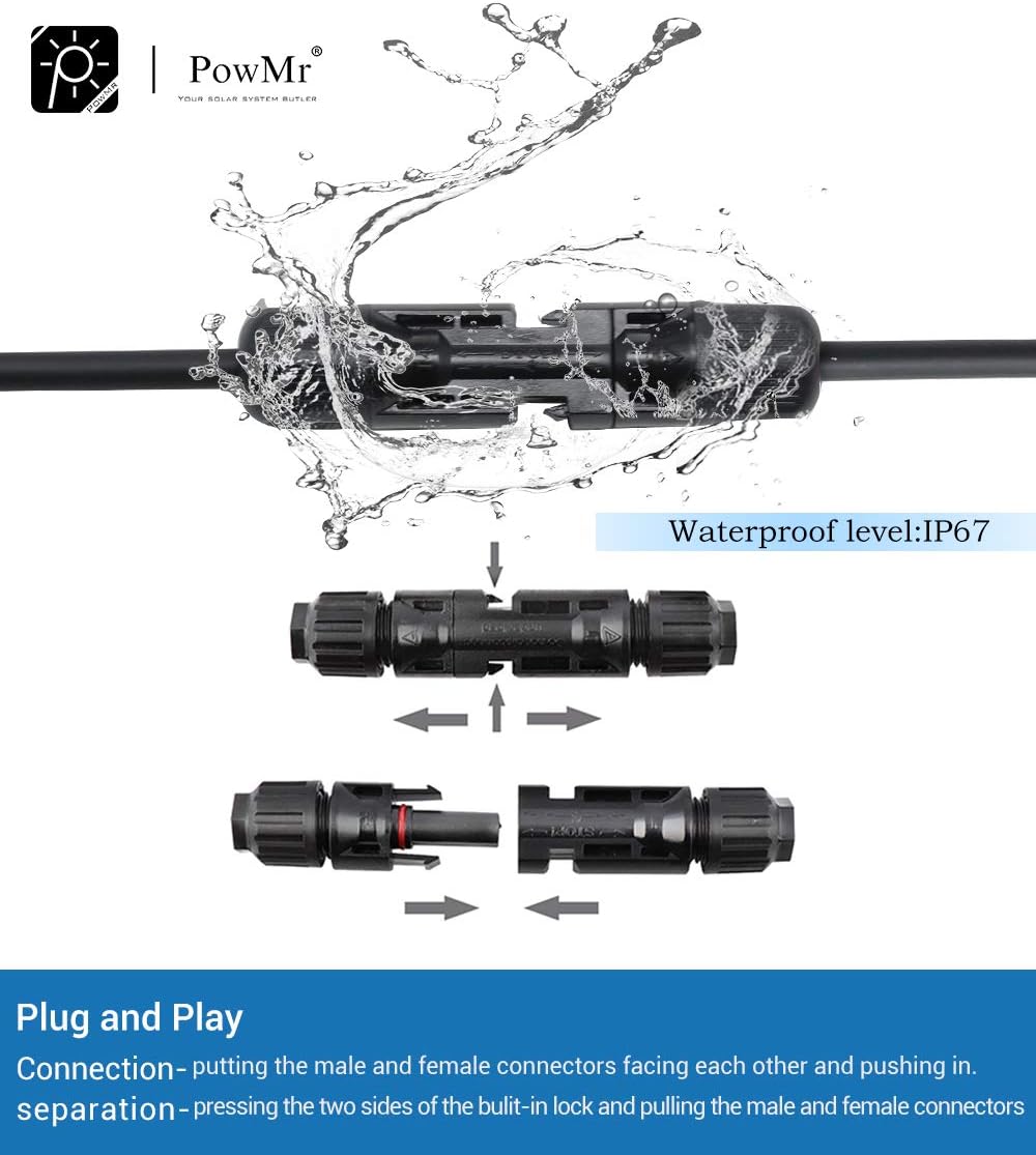 PowMr 100PCS Solar connectors - M-C-4 Male/Female IP67 Solar Connectors(50 Pairs Solar connectors): Garden & Outdoor