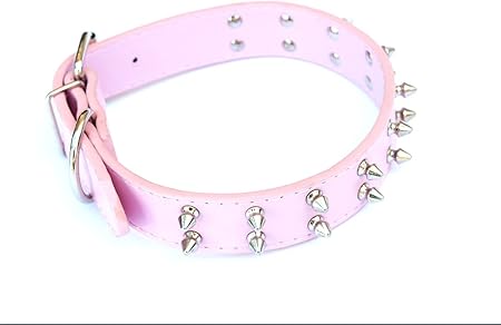 pink leather studded dog collar