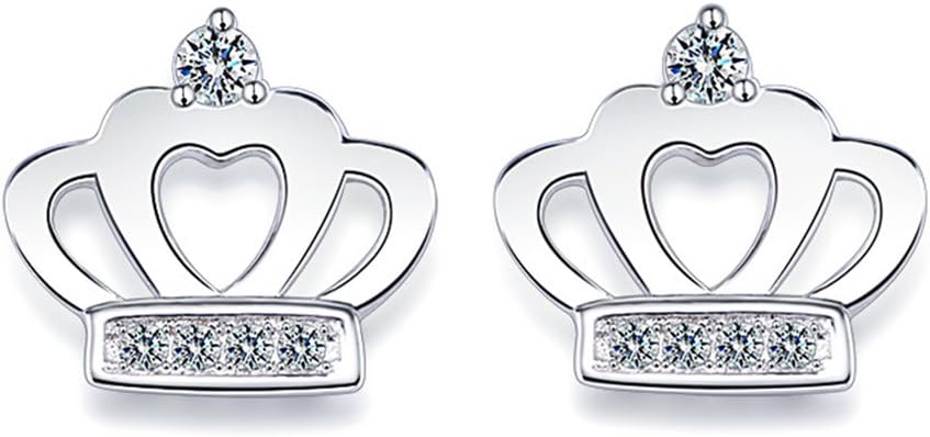 YAXUN Elegant 925 Sterling Silver Imperial Crown Stud Earring