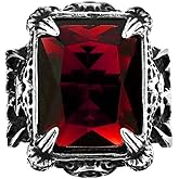 PAMTIER Men's Stainless Steel Square Gemstone Large Biker Ring Dragon Claw Nordic Soldiers Band