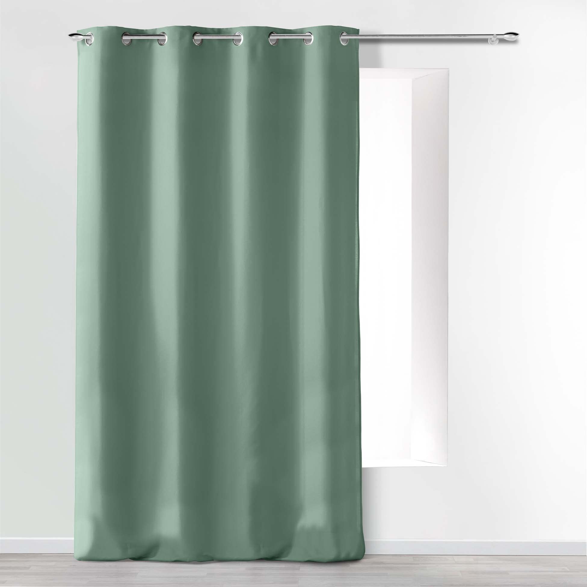 Douceur d'Intérieur, 140 x 260 cm Sage Microfibre Plain Eyelet Curtains — image 1