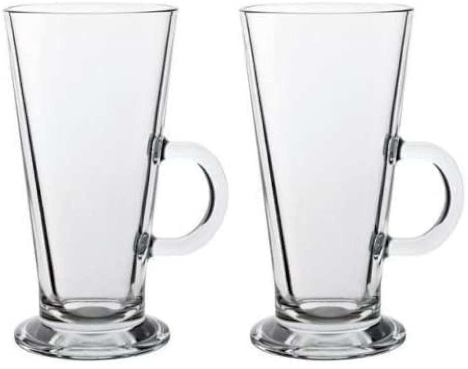 poundsaver Tall Coffee Mugs with Handle, Large Size Glass, Tall Funnel Clear Glasses for Iced Coffee, Latte, Cappuccino, Hot Chocolate, Big Plain Glasses Set of 2
