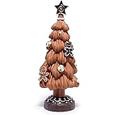 Hodao Christmas Tree Resin Figurine – Brown Hand-Painted Gingerbread Christmas Tree with Candy Ornaments, Holiday Tabletop Décor, Gift for Family, Mantel, and Winter Home Decoration