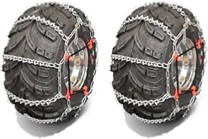 OakTen Set of 2 28x10x12, 26x11x12, 26x12x12 Tire Chains with Tensioners for ATV UTV Ladder Alloy 4-Link spacing ATV UTV Tire Chains