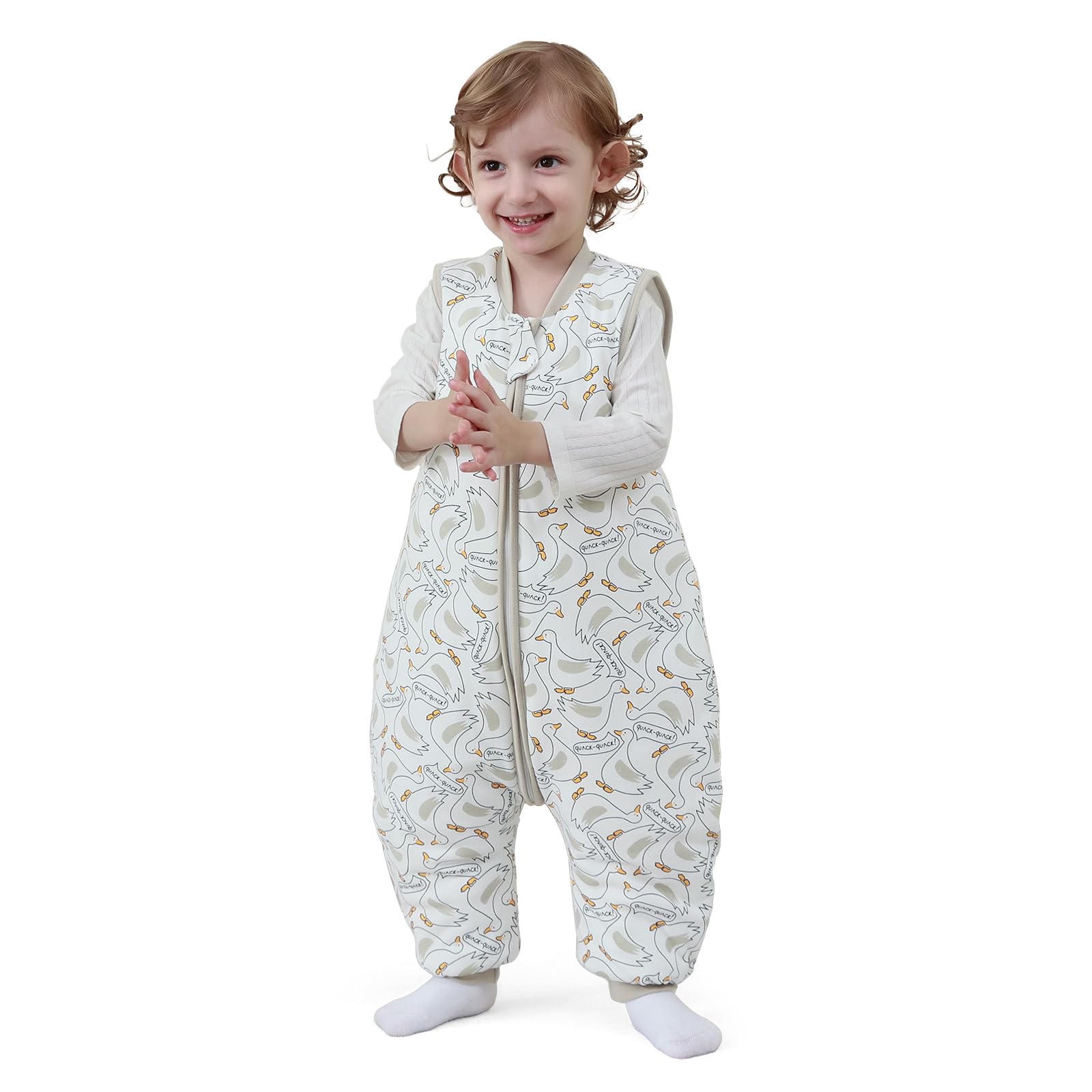 MIKAFEN Baby Winter Sleeping Bag with Feet,Cotton Kids Sleeping Bag 2.5Tog with Legs, Duck 90cm/3-4years