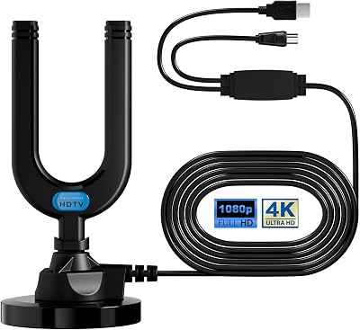 Diswoe Indoor/Outdoor TV Aerial with Booster 26ft Cable High Gain DVB