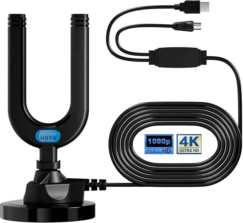 Diswoe Indoor/Outdoor TV Aerial with Booster 26ft Cable High Gain DVB