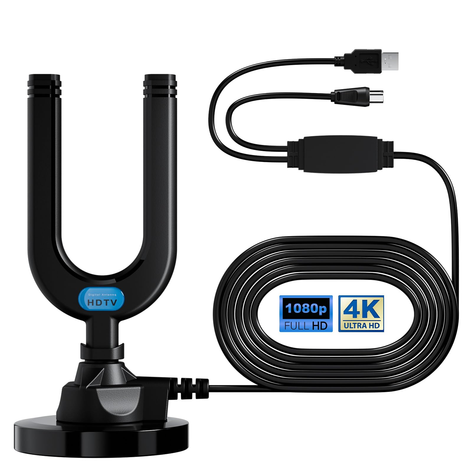 Diswoe TV Aerial, Indoor TV Aerial for Smart TV with Signal Booster High Gain Freeview Outdoor Antenna for 4K 1080P HDTV & VHF UHF DAB Radio with 26Ft Coax Cable