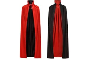 HAPNBCELE Adult Reversible Cape Stand Collar Cloak Medieval Dracula Vampire Devil Costume Halloween Masquerade Men Women