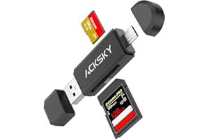 SD Card Reader, Acksky 2 in 1 Micro USB Memory Card Reader, Micro SD Card Adapter OTG for Computer, PC, Android, Laptop, Camera, Mac, Supports SD/Micro SD/Mini SD/TF/SDHC/SDXC/MMC/Micro SDHC