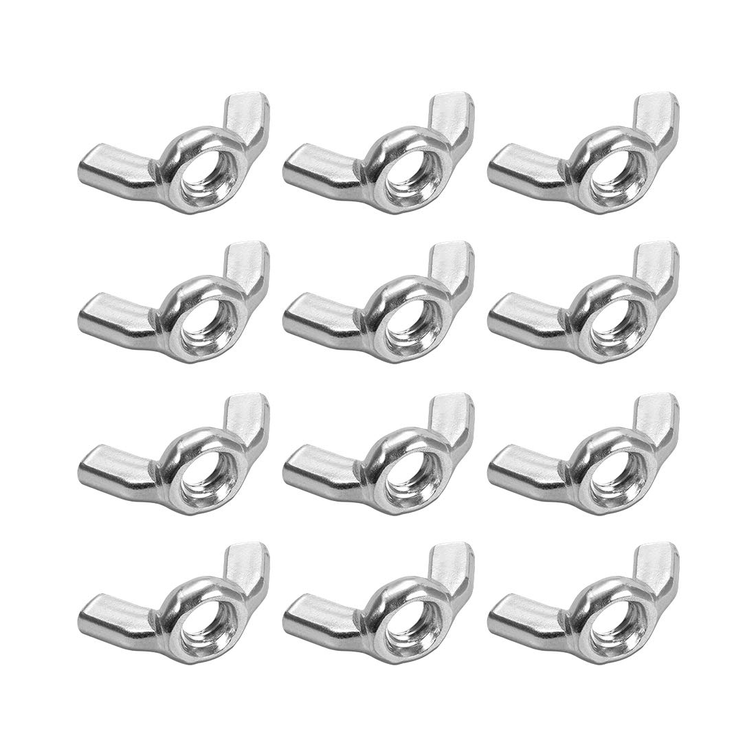 sourcing map 1/4"-20 Wing Nuts, Carbon Steel Zinc Plated Fasteners Parts Hurrican Screws Hand Twist Tighten Ear Butterfly Nut, 12pcs