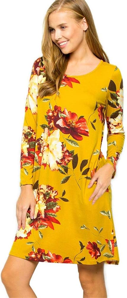WDSFT 2020 Women's Fashion Dress Casual Printed Large Skirt Skirt 2020 Spring And Summer Yellow, Size : M