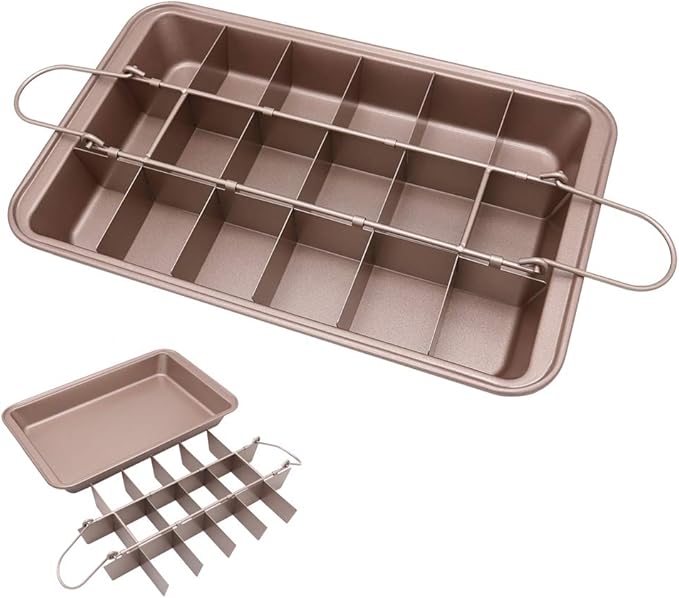 Brownie Tin with Dividers, 18Cavity and 12 by 8 inches, NonStick